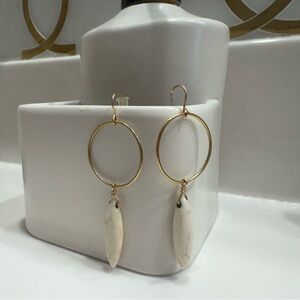 Chic Gold and Cream Hoop Earrings